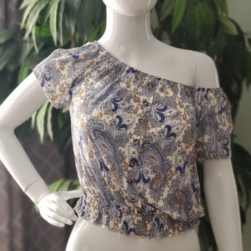 H&M Printed Crop Top Off the Shoulder NWOT